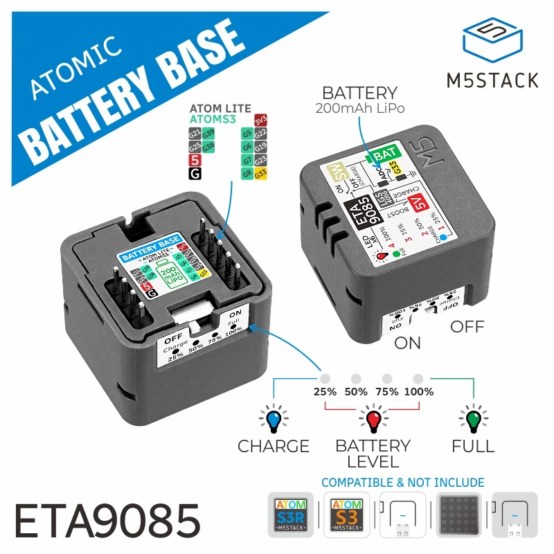 M5Stack Atomic Battery Base Re - đánh giá và giá M5Stack Core2